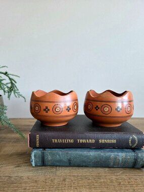 2 Allpa Peru Handmade Bowls Traditional Folk Ceramic Terracotta Clay Pottery